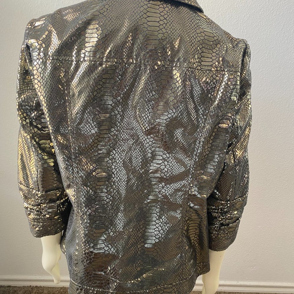 Multiples Crocodile Pattern Full Zip Jacket Size … - image 8